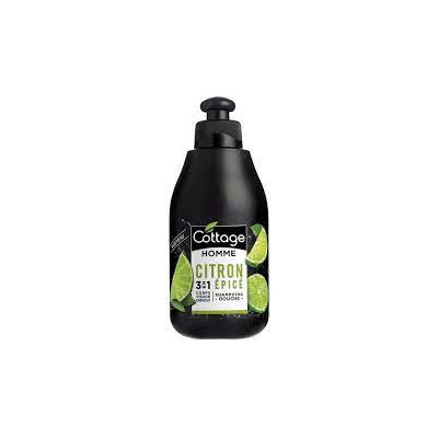 COTTAGE MEN Shampoing Douche 3en1 Citron Epicé 250mL 