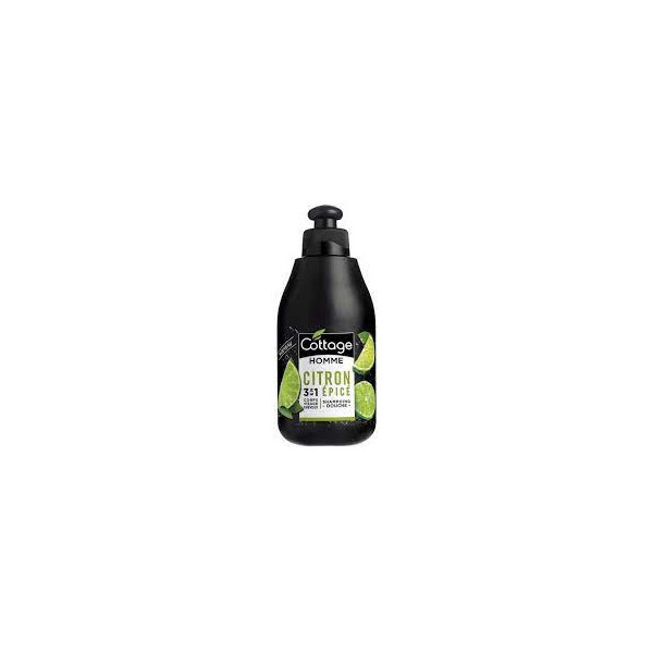 COTTAGE MEN Shampoing Douche 3en1 Citron Epicé 250mL 