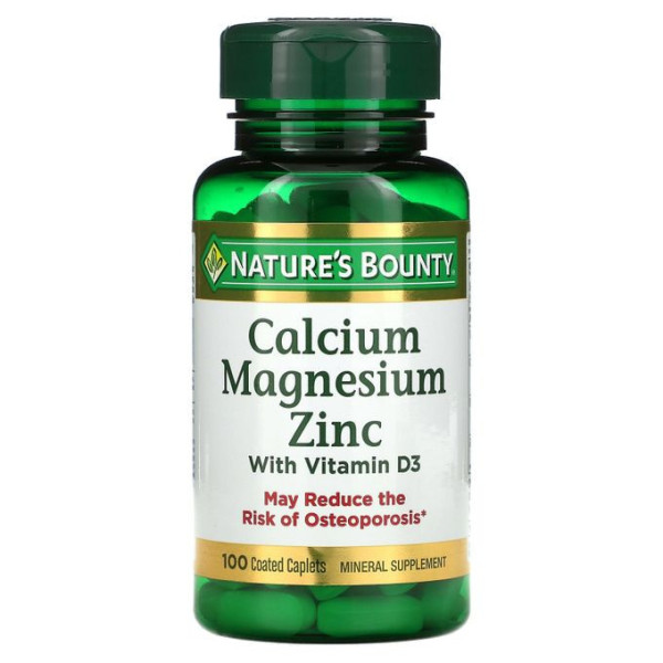 Nature's Bounty Calcium Magnesium Zinc With  Vitamin D3 - 100 Coated Caplets