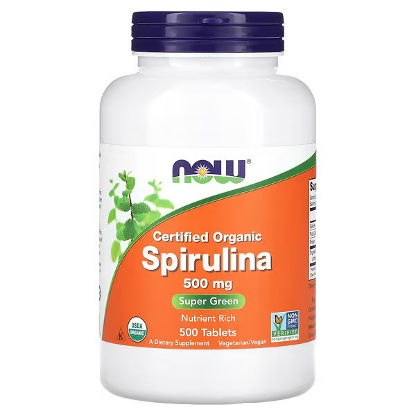 NOW -  Spirulina Organic Certified, 500 mg, 100 Tablets