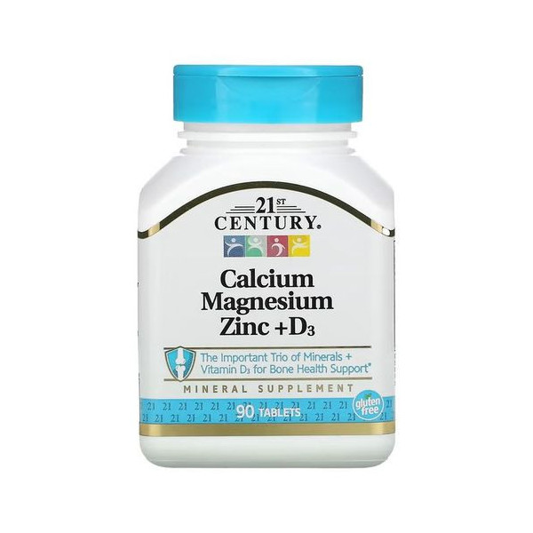 21ST CENTURY - CALCIUM MAGNESIUM ZINC + D3 - 90 TABLETS