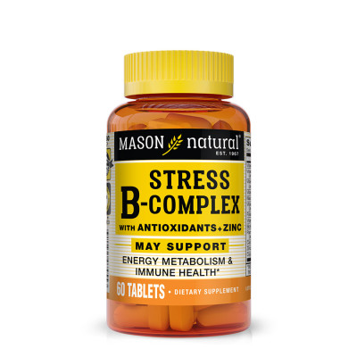 MASON NATURAL - Stress B-Complex With Antioxidants + Zinc - 60 Comprimés