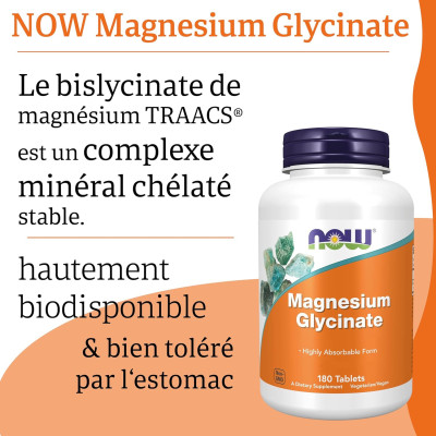 NOW FOODS - Magnésium Glycinate - 180 Comprimés