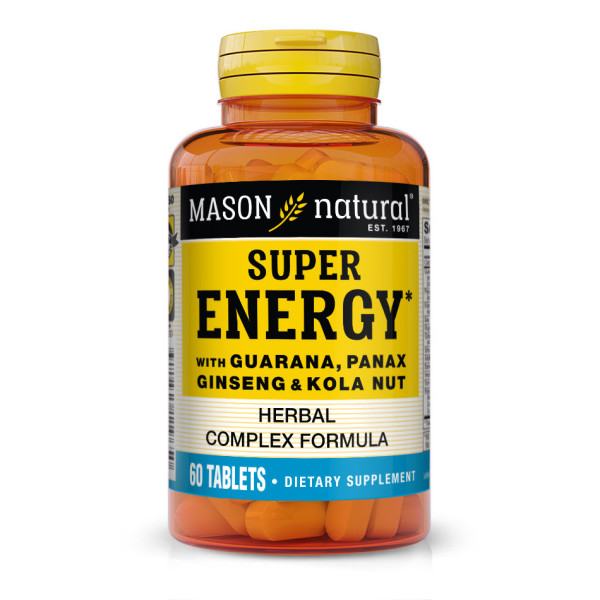 MASON NATURAL - Super Energy with Guarana, Panax Ginseng & Kola Nut - 60 Comprimés