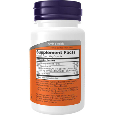 Now Foods -  Glutathione 500mg - 30 Capsules