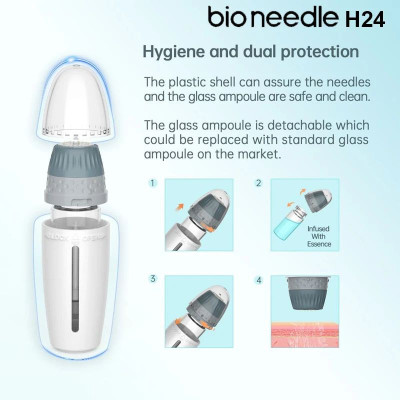 Bio Needle H24 - Hydra Derma Stamp (10ml) Aiguilles Réglables 0-1,5 mm