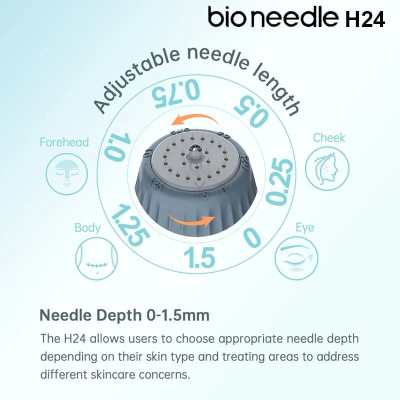 Bio Needle H24 - Hydra Derma Stamp (10ml) Aiguilles Réglables 0-1,5 mm