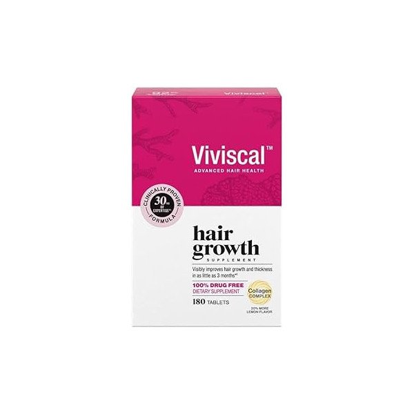 Viviscal - Hair Growth Supplements for Women, For Thinning Hair and Hair Loss -180 Comprimes - Traitement de 3 mois -