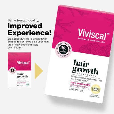 Viviscal - Hair Growth Supplements for Women, For Thinning Hair and Hair Loss -180 Comprimes - Traitement de 3 mois -
